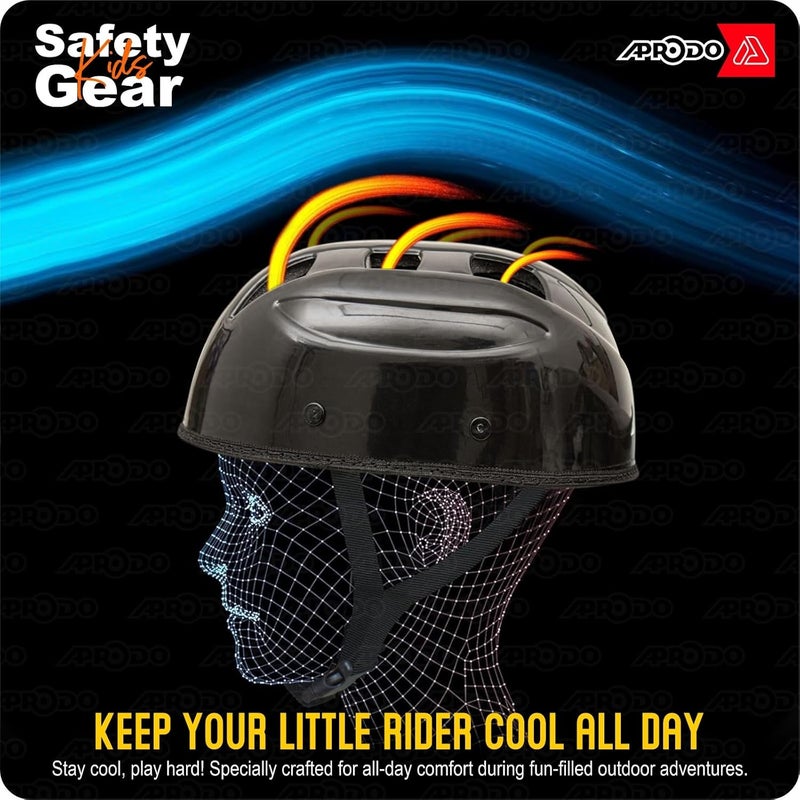 Aprodo Kids Protective Set Guard for Skating, Cycling & Skateboarding, (Suitable for Age Group 5 to 12 Years Old) (Black) - Image 2