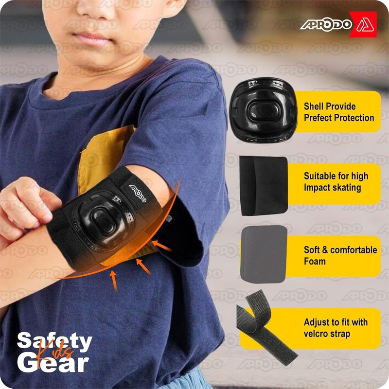 Aprodo Kids Protective Set Guard for Skating, Cycling & Skateboarding, (Suitable for Age Group 5 to 12 Years Old) (Black) - Image 3