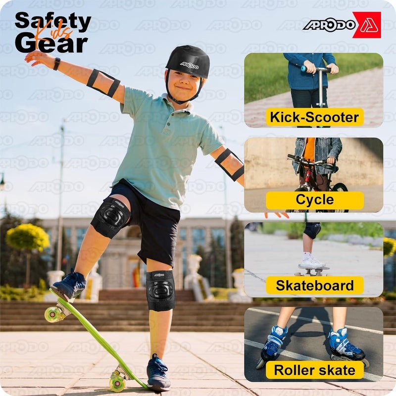 Aprodo Kids Protective Set Guard for Skating, Cycling & Skateboarding, (Suitable for Age Group 5 to 12 Years Old) (Black) - Image 5