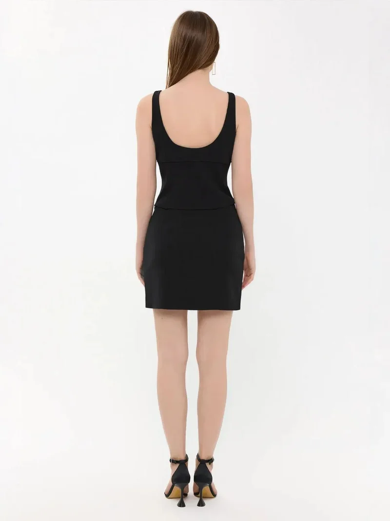 HICCUP Black High-Waist Woven Mini Skirt with Bow Detail for Women | Best Price UAE