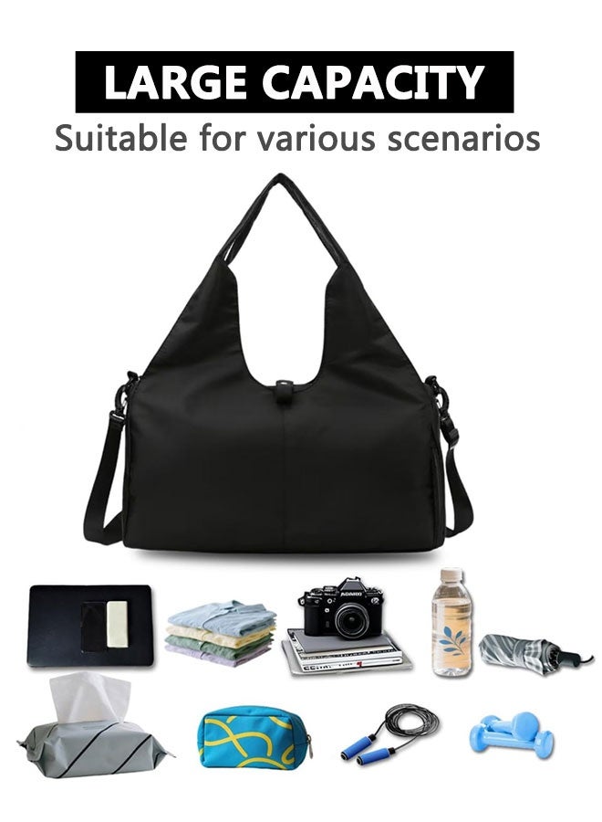 HOOTO Duffel Bag Gym Totes with Dry Wet Pocket & Shoes Compartment for Women and Men(black) - Image 4