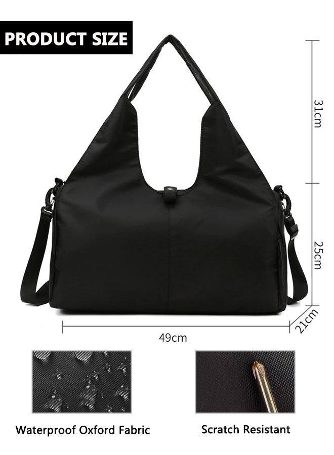 HOOTO Duffel Bag Gym Totes with Dry Wet Pocket & Shoes Compartment for Women and Men(black) - Image 2