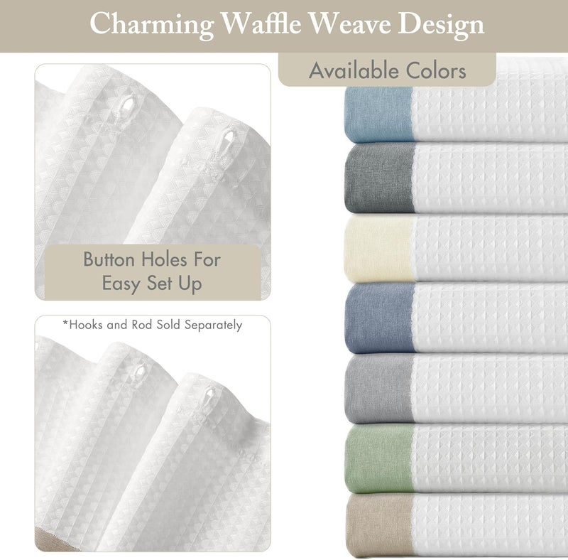 madison park Shower Curtain Waffle Weave Striped Pieced Design Fabric Shower Curtain for Bathroom with 3M Scotchgard Moisture Management Premium Spa Quality Modern Standard 72"x72" Taupe - Image 3