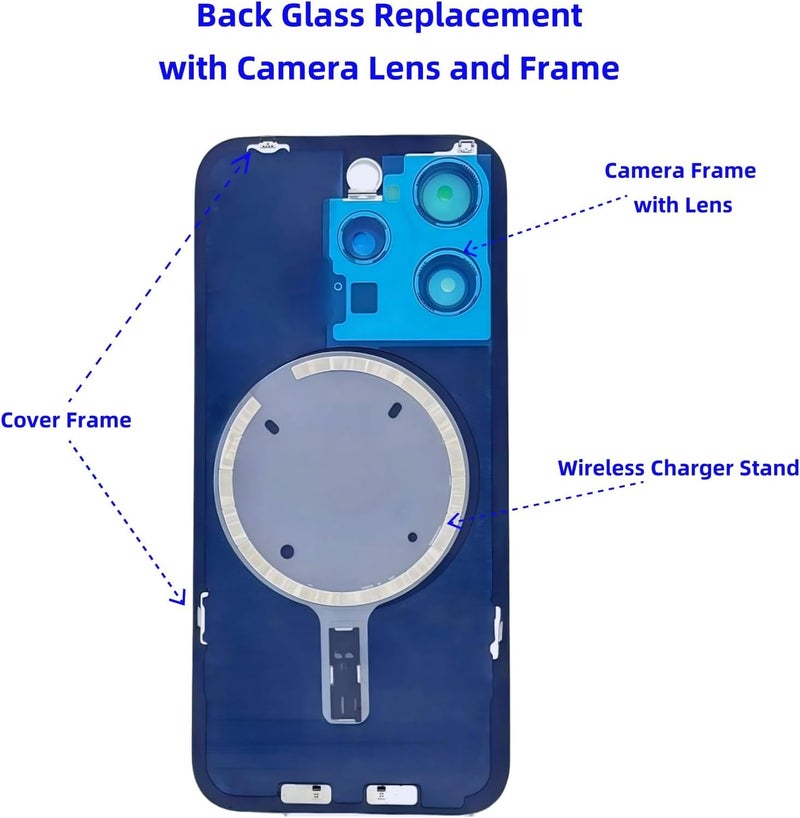 ZVB 15 Pro Back Glass Replacement for iPhone 15 Pro Back Glass (6.1 Inches) with Pre-Installed Plate + Camera Frame + Lens + Reparing Tools (Natural Titanium) - Image 3