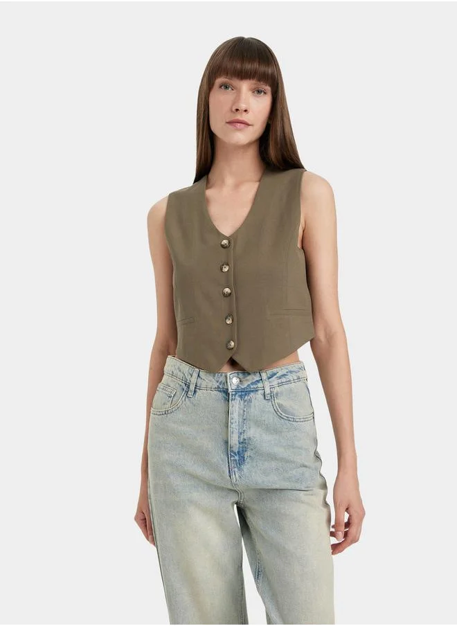 DeFacto Regular Fit V-Neck Button Up Waistcoat by Styli
