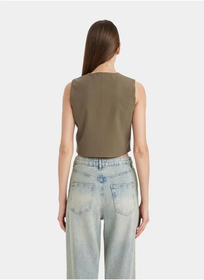 DeFacto Regular Fit V-Neck Button Up Waistcoat by Styli