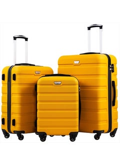 Coolife Luggage 3 Piece Set Suitcase Spinner Hardshell Lightweight TSA Lock (yellow, 3 piece set(20in24in28in))  - Image 1