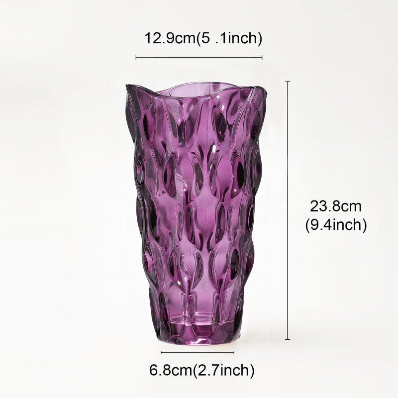 CEMABT 9.5inch 3.4 lb Glass Vases for Flowers Unbreakable Thickened Morden vase for Tables Centerpieces,Colorful,Vintage and Clear Rose Large Flower vases for Bouquet Unique Giftsï¼ˆPurpleï¼‰ - Image 5