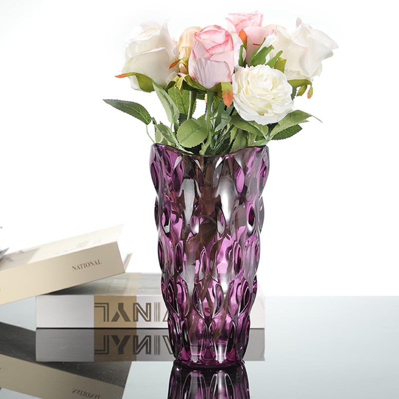 CEMABT 9.5inch 3.4 lb Glass Vases for Flowers Unbreakable Thickened Morden vase for Tables Centerpieces,Colorful,Vintage and Clear Rose Large Flower vases for Bouquet Unique Giftsï¼ˆPurpleï¼‰ - Image 2