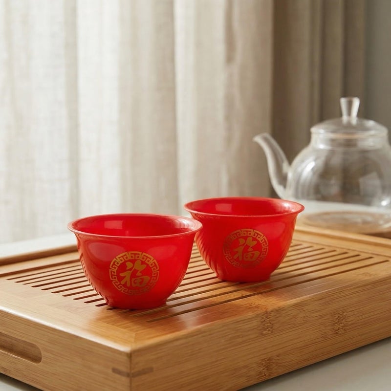 Red Chinese Themed Wedding Wine Cups Disposable Mini Liquor Shot Glasses 50 Pack - Image 5