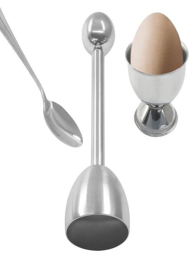 Marvexi Professional Egg Opening Kit - Complete 5Pcs Set with Topper, 2 Spoons & 2 Cups | Stainless Steel Shell Remover for Soft/Hard Boiled Eggs - Image 1