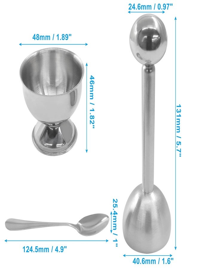 Marvexi Professional Egg Opening Kit - Complete 5Pcs Set with Topper, 2 Spoons & 2 Cups | Stainless Steel Shell Remover for Soft/Hard Boiled Eggs - Image 4