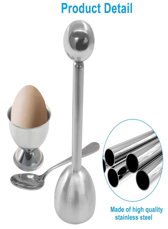 Marvexi Professional Egg Opening Kit - Complete 5Pcs Set with Topper, 2 Spoons & 2 Cups | Stainless Steel Shell Remover for Soft/Hard Boiled Eggs - Image 2