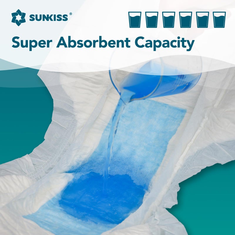 SUNKISS TrustPlus Overnight Adult Diapers with Tabs, Unisex Disposable Incontinence Briefs for Men and Women, Odor Control, Large, 12 Count - Image 2