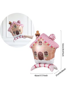 Atpata Funky Atpata Funky 29inch Pink Gingerbread Candy House 5pcs Christmas Foil Balloon Set | Merry Christmas Holiday Party Decor | Winter Wonderland Balloons | Santa Xmas Decorations & Festive Decor  - Image 3
