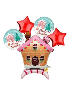 Atpata Funky Atpata Funky 29inch Pink Gingerbread Candy House 5pcs Christmas Foil Balloon Set | Merry Christmas Holiday Party Decor | Winter Wonderland Balloons | Santa Xmas Decorations & Festive Decor  - Image 1
