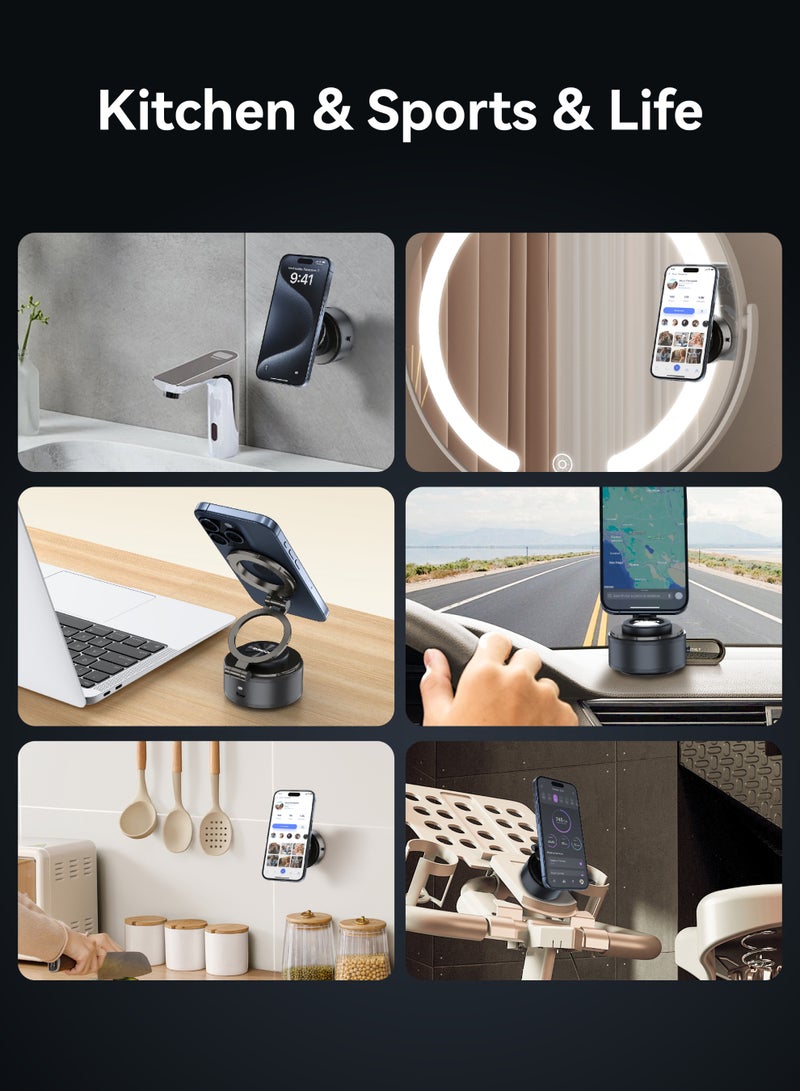 FOOMEE Vacuum Suction Cup Magnetic Phone Holder Car Phone Mount with 360° and 270° Adjustable Viewing Angle Super-Strong Magnetic Grip For Cars, Smooth Surfaces, Walls, Gyms, and Desktops. - Image 4