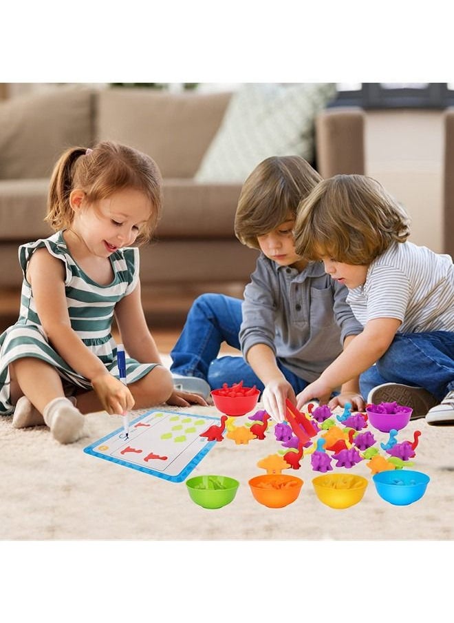 Beauenty - Counting Dinosaurs Toys for Kids with Sorting Bowls Toddler Learning Activities - Image 1