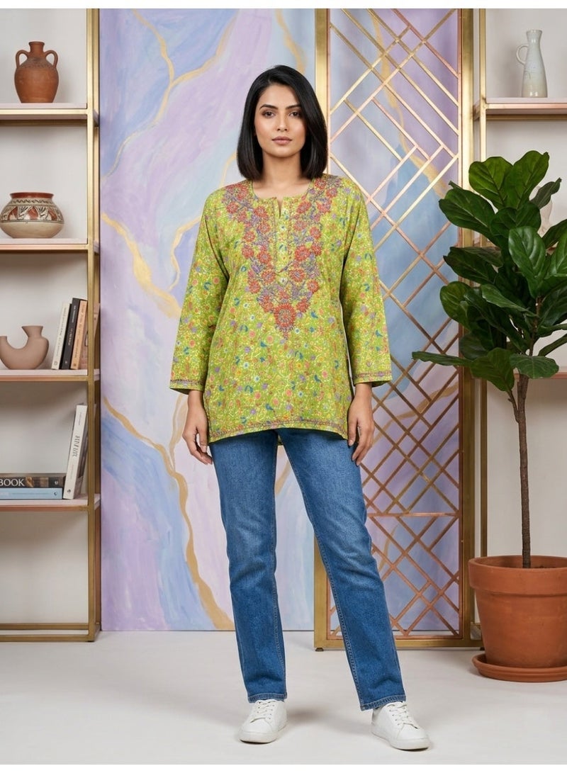 Alaya Hand Embroidered Chikankari Chiffon Kurti-ALFCRK115 - Image 1