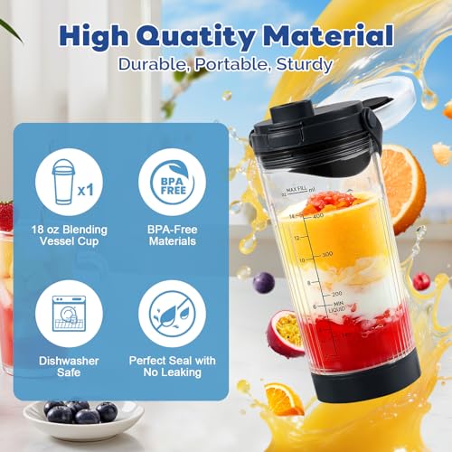 PCTTOIL 18 oz Blending Vessel Accessories Compatible with Ninja Blast Portable Blender, Blender Cup with Sip & Seal Lid, Replacement for Ninja Blast BC151BK BC151NV BC151CR BC151ND BC151EM (Black) - Image 4
