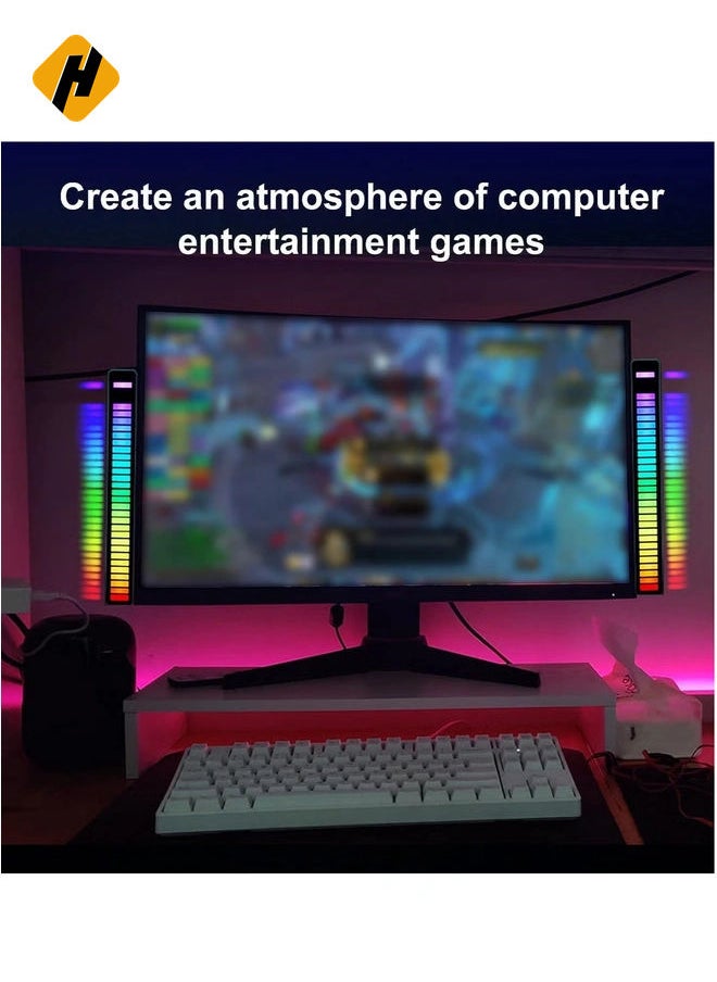 HuHa D08-RGB Smart LED Light Bars Car Sound Control Rhythm Light RGB Voice-Activated Music Atmosphere Lights Tube with 32 LED 18 Colors Built-in Battary 32 Bit for Car Gaming PC TV Room  - Image 3