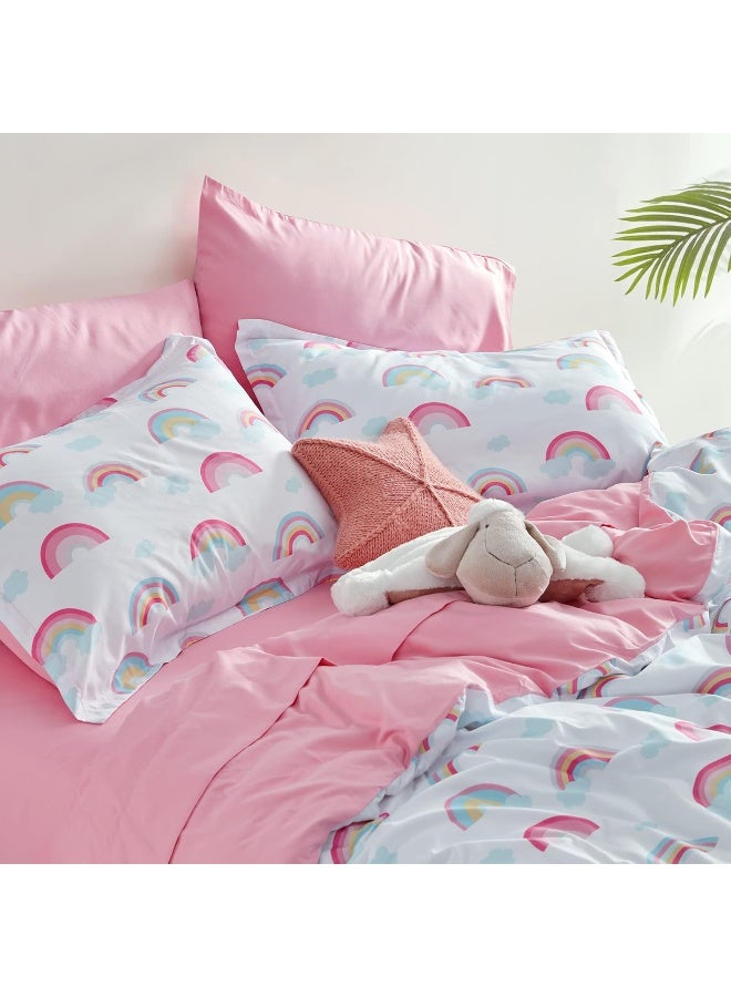 SLEEP ZONE Kids Duvet Cover Set Twin Size 2 Pieces - Super Soft & Cute Comforter Cover with 1 Pillow Sham, Easy Care Zipper Closure (Rainbow, Twin)  - Image 3