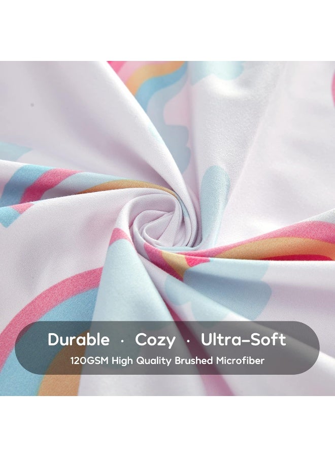 SLEEP ZONE Kids Duvet Cover Set Twin Size 2 Pieces - Super Soft & Cute Comforter Cover with 1 Pillow Sham, Easy Care Zipper Closure (Rainbow, Twin)  - Image 5