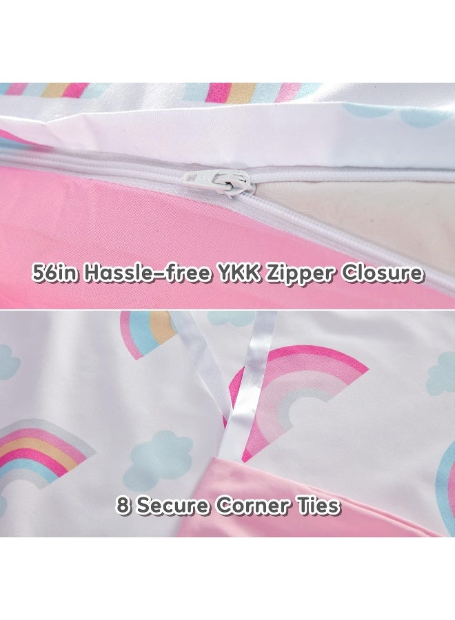 SLEEP ZONE Kids Duvet Cover Set Twin Size 2 Pieces - Super Soft & Cute Comforter Cover with 1 Pillow Sham, Easy Care Zipper Closure (Rainbow, Twin)  - Image 4