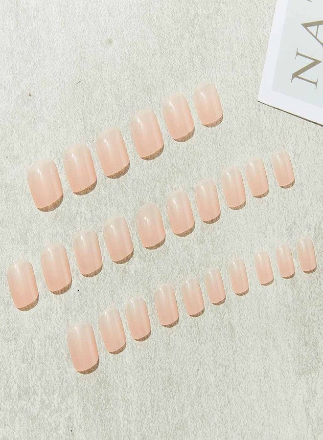 Foccna فوكنا، 24 قطعة، أظافر صناعية لاصقة بلون البشرة، مربعة لامعة، قصيرة، أطراف أظافر صناعية، مانيكير للأصابع للنساء والفتيات - Image 2