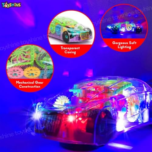 Toyshine Concept Musical and 3D Lights Kids Transparent Car, Toy for 2 to 5 Year Kids Baby Toy, Multicolor - Image 2