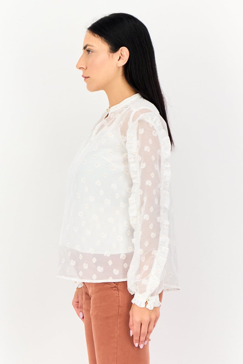 SELECTED Women 2 Pieces Textured Long Sleeve Blouse, Off White - Image 3