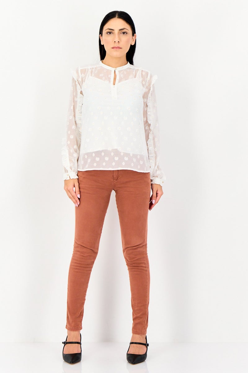 SELECTED Women 2 Pieces Textured Long Sleeve Blouse, Off White - Image 2