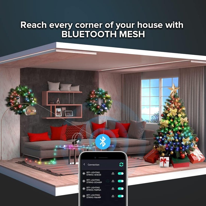 DREWIT STAR RGB USB Twinkle Smart Fairy Light String 10 Meter White Wire Music Bluetooth Mesh App Ir Remote DIY Control Sync Color Chasing Ip65 Multicolor Led - Image 3