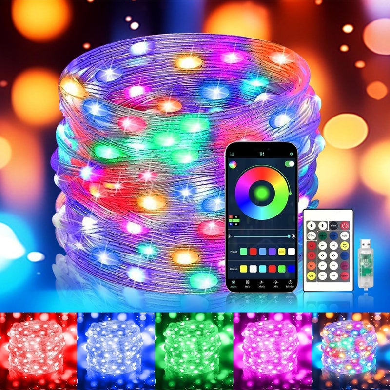 DREWIT STAR RGB USB Twinkle Smart Fairy Light String 10 Meter White Wire Music Bluetooth Mesh App Ir Remote DIY Control Sync Color Chasing Ip65 Multicolor Led - Image 1