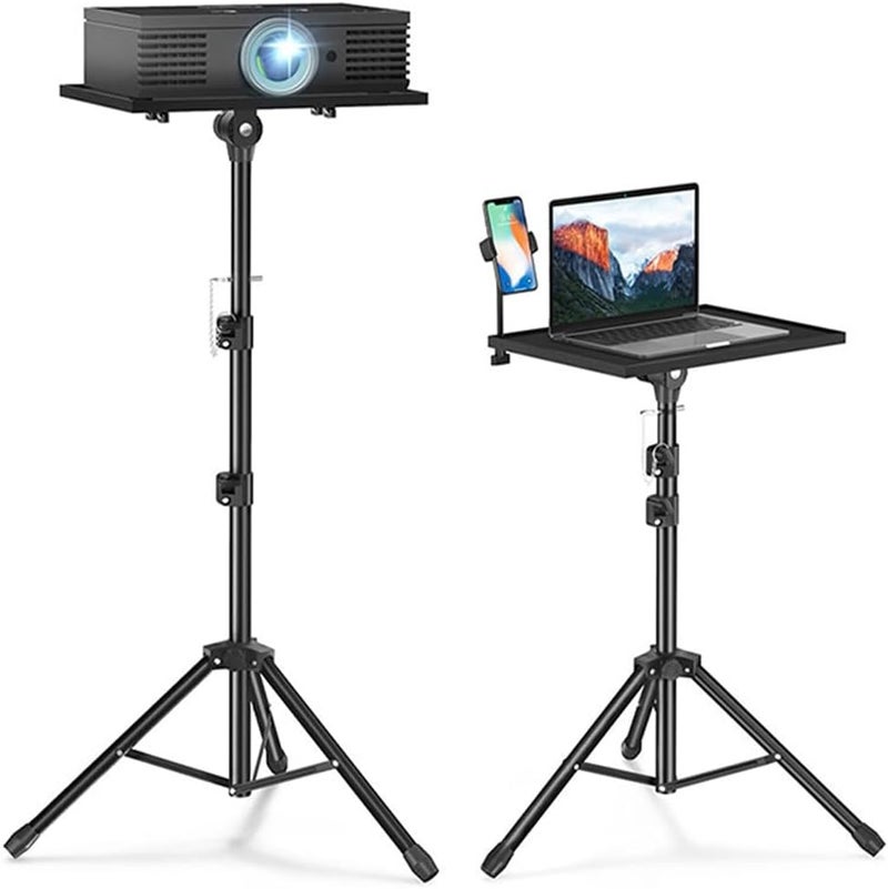 إف إتش حامل بروجيكتور ثلاثي القوائم قابل للتعديل، حاسب محمول ثلاثي القوائم مع حامل هاتف، حامل حاسب محمول أرضي قابل للتعديل للمنزل/المسرح/الاستوديو - Image 1