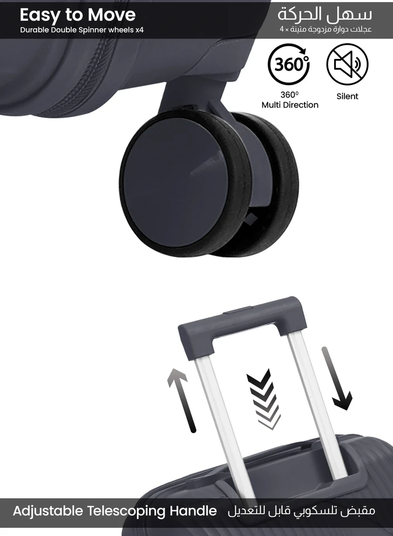 بارا جون طقم حقائب سفر صلبة من قطعتين PP | حقائب بعجلات دوارة 8 مع سحاب مضاد للسرقة | مقاس 20 و28 بوصة | موديل PJTR2053 🧳