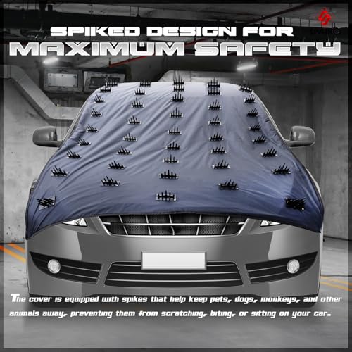 Spaiko 14 FT 55 INCH Spikes Car Body Cover Dog Protection Cover for Big Sedan and SUV Cars (Grey | 14FT x 55 INCH) - Image 2