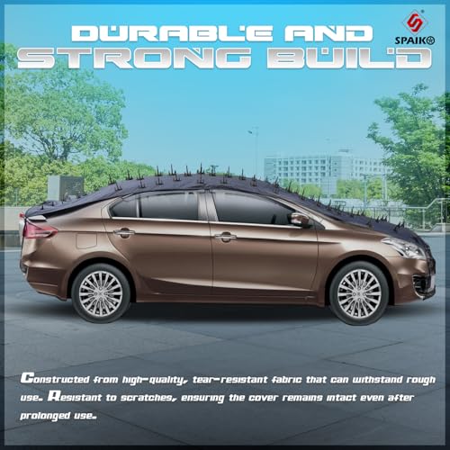 Spaiko 14 FT 55 INCH Spikes Car Body Cover Dog Protection Cover for Big Sedan and SUV Cars (Grey | 14FT x 55 INCH) - Image 3