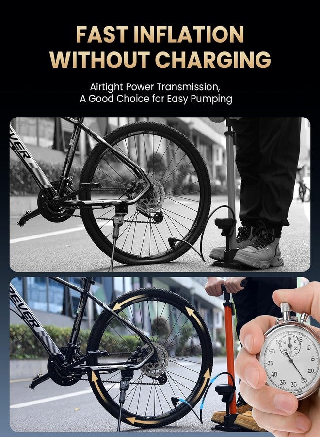 POWVINE 160PSI Bike Pump with Gauge-High Pressure Bicycle Pump for Presta & Schrader Valves,Fast Inflation Bike Tire Pump & Ball Pump,Ergonomic Design Durable Air Pump for Road Bike,MTB,Hybrid,Ball - Image 5