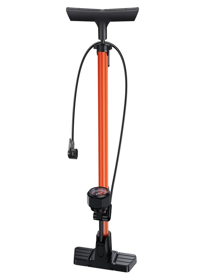 POWVINE 160PSI Bike Pump with Gauge-High Pressure Bicycle Pump for Presta & Schrader Valves,Fast Inflation Bike Tire Pump & Ball Pump,Ergonomic Design Durable Air Pump for Road Bike,MTB,Hybrid,Ball - Image 1