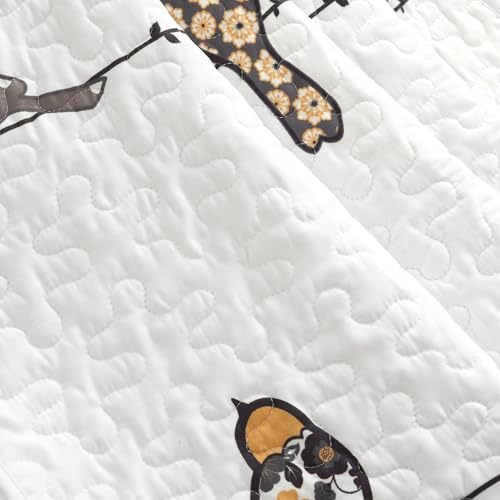 Lush Decor Rowley Birds Reversible Throw Blanket 50 W x 60 L Yellow Gray Throw Blankets for Bed Couch Blanket Farmhouse Throw Blanket for Couch - Image 3