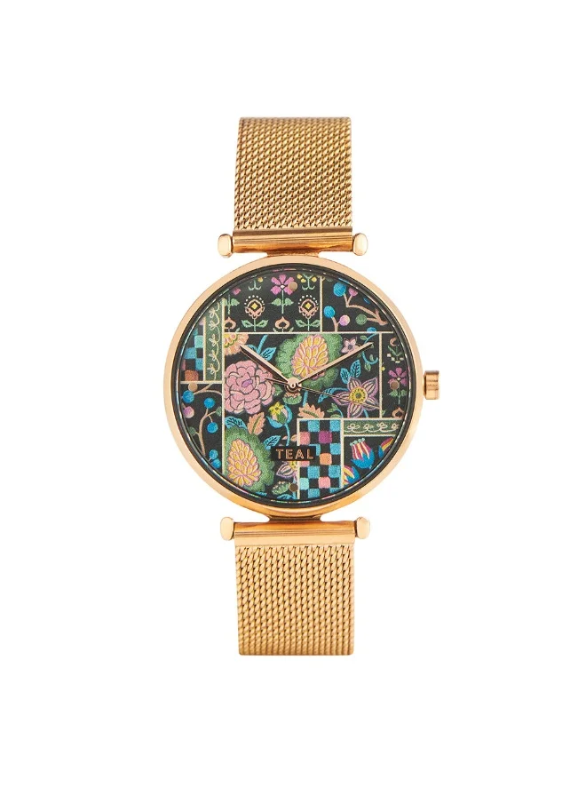 تشامباك Teal by Chumbak Jungle Jumble Watch | Metal Mesh Strap - Black