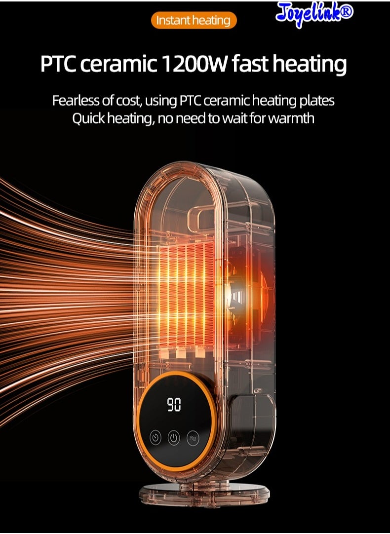 Joyelink - Space Heater for Indoor Use, 1200 Watt Electric Portable PTC Ceramic Heater with Timer, Digital Display, Room Heater with Remote Control, Fast Heating, Safe for Office, Bedroom - Image 1
