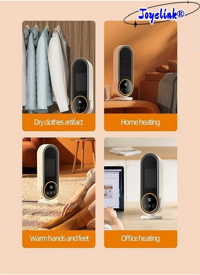 Joyelink - Space Heater for Indoor Use, 1200 Watt Electric Portable PTC Ceramic Heater with Timer, Digital Display, Room Heater with Remote Control, Fast Heating, Safe for Office, Bedroom - Image 1