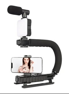 Handheld camera stabilizer with shooting LED and microphone  black color