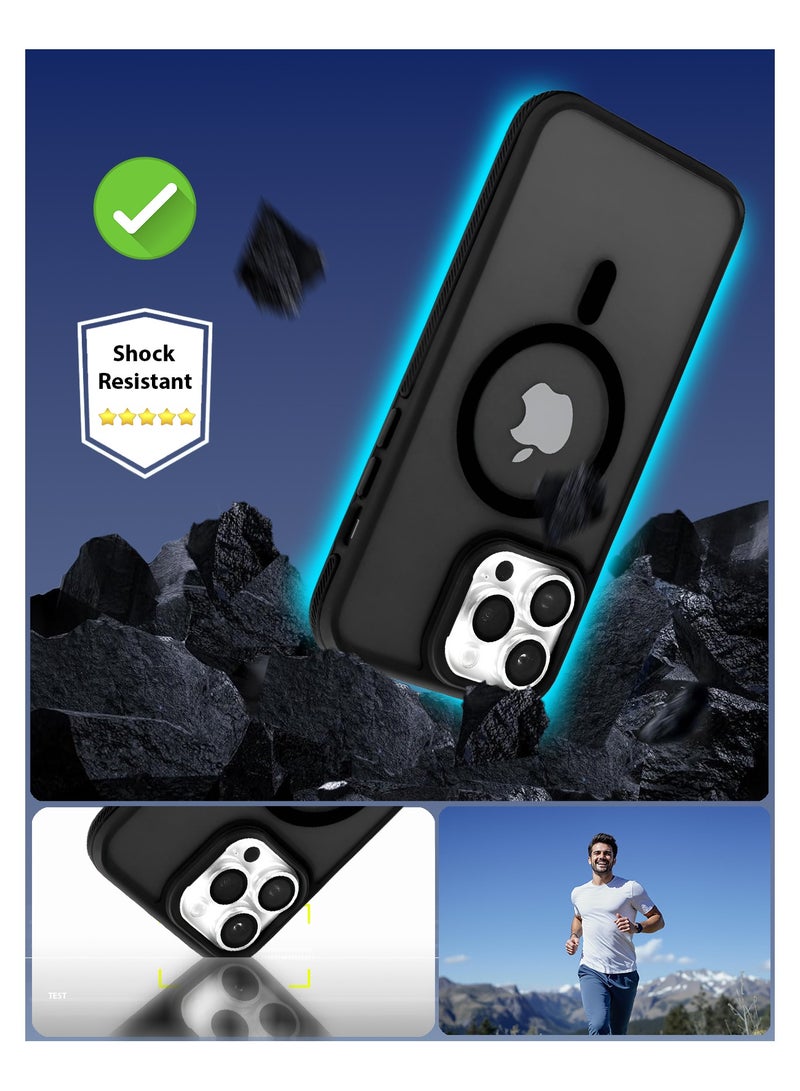 زاديوس - جراب هاتف متوافق مع ايفون 13 برو ماكس - مقاوم للصدمات باللون الأسود غير اللامع مع لمسات سوداء متوافق مع الشواحن اللاسلكية - Image 5