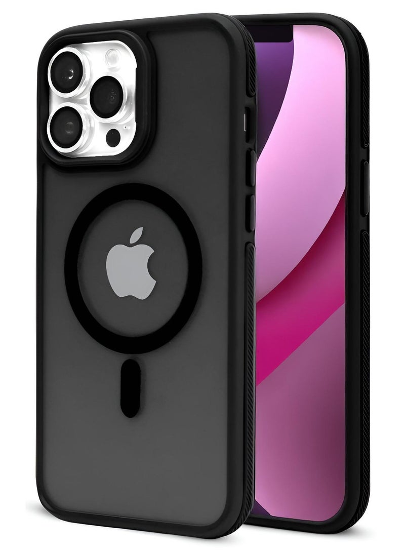 زاديوس - جراب هاتف متوافق مع ايفون 13 برو ماكس - مقاوم للصدمات باللون الأسود غير اللامع مع لمسات سوداء متوافق مع الشواحن اللاسلكية - Image 1