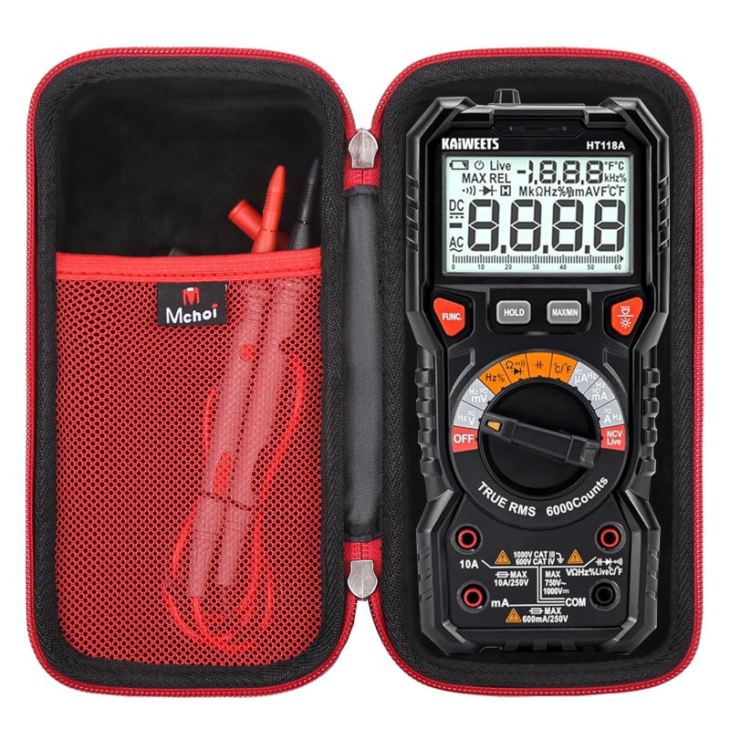 Mchoi Hard EVA Travel Case Fits for KAIWEETS Digital Multimeter TRMS 6000 Counts Ohmmeter(CASE ONLY)