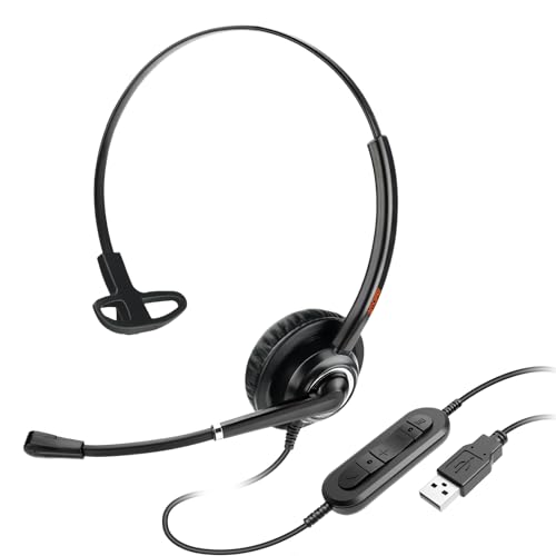 emaiker USB Headset with Microphone for Office Call Center Telework, Light Weight 1 Ear USB-A Headset with Noise Canceling Microphone for Laptop, Work for Webinar, 3CX, Teams, Zoom Webex Conference,Dictation - Image 1
