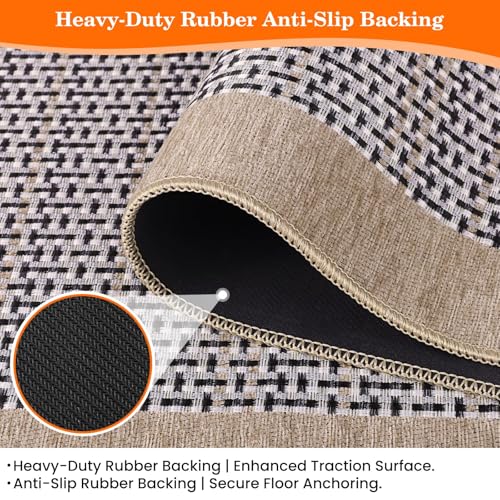 StepRite Kitchen Rugs, Kitchen Mats for Floor, 70"x20" Non-Slip Machine-Washable Kitchen Throw Rug, Absorbent Runner Rugs Office, Sink Standing Desk Mat, Decor Carpet, Khaki - Image 4